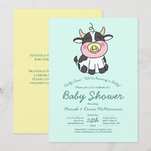 Cute Cow Baby Shower Kawaii Invitation