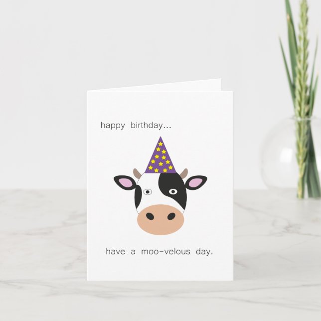 Cute cow birthday card (Front)
