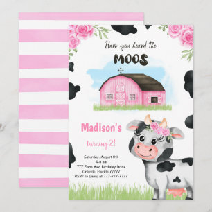 Cute Cow Birthday Invitation