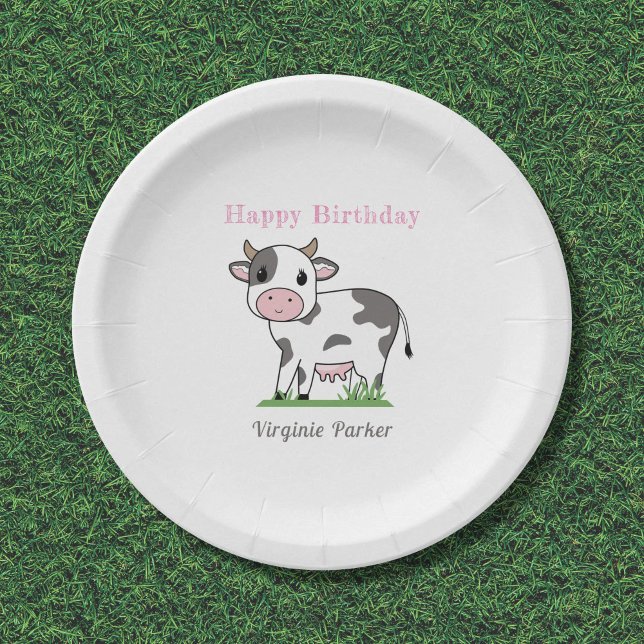 Cute Cow Birthday Paper Plates (Cute Cow Birthday Paper Plates)