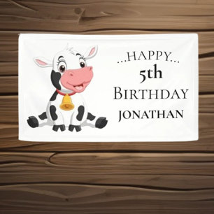  Cute Cow Birthday Party Banner
