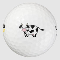 cute cow black white golf ball