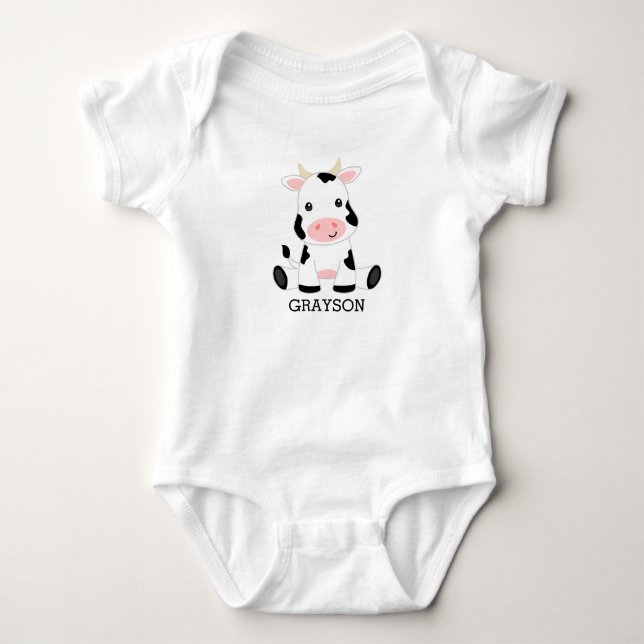 Cute Cow Boy Baby Bodysuit (Front)