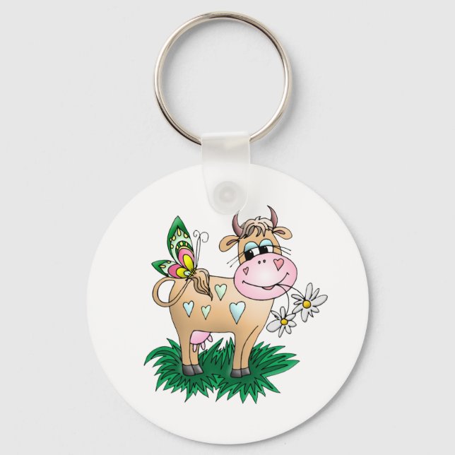 Cute Cow & Butterfly Key Ring (Front)