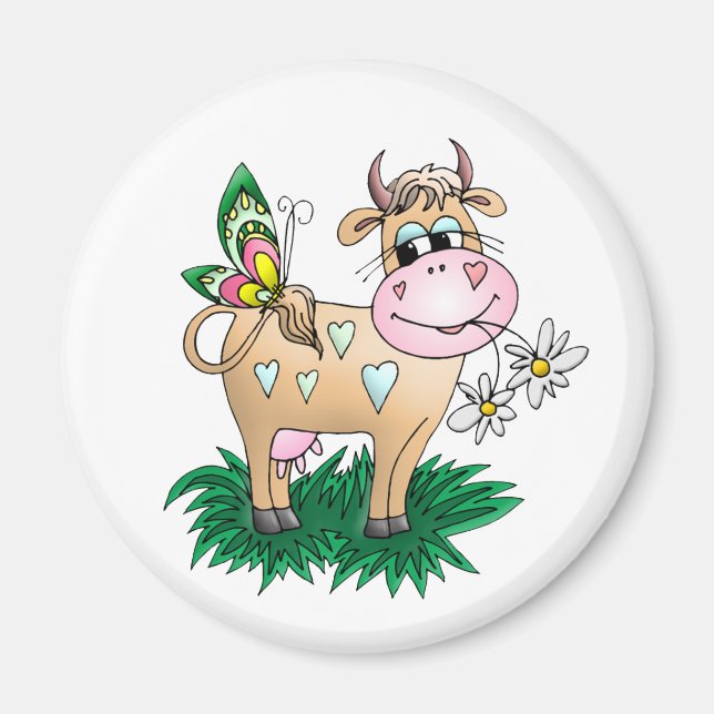 Cute Cow & Butterfly Magnet (Front)