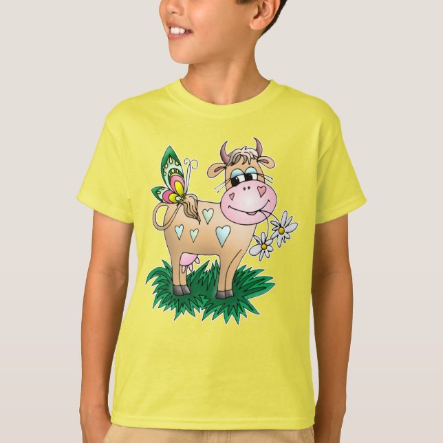 Cute Cow & Butterfly T-Shirt (Front)