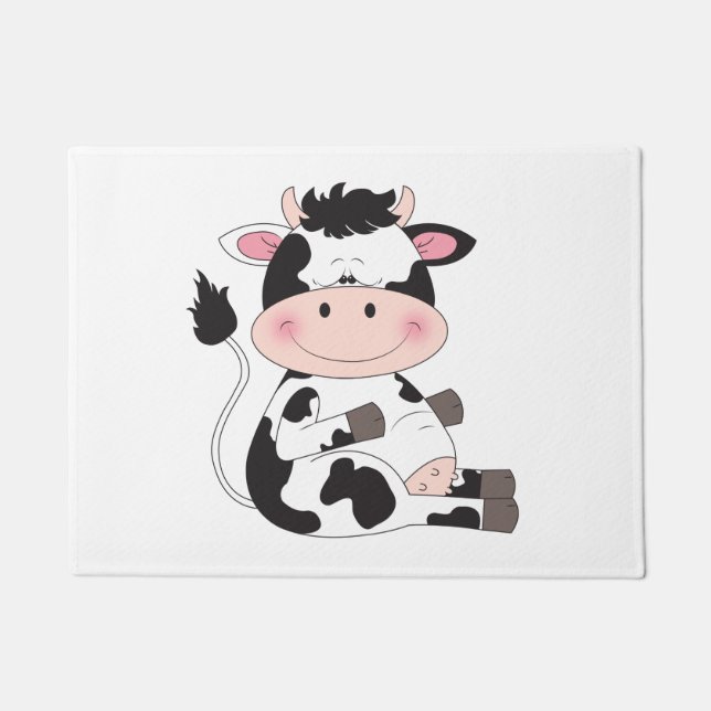 Cute Cow Cartoon Doormat (Front)