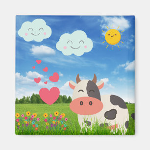Cute Cow Cartoon Magnet