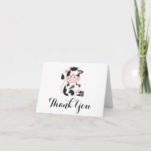 Cute Cow Cartoon Thank You Card