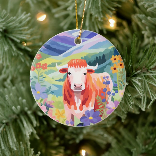 Cute Cow Ceramic Tree Decoration (Tree)
