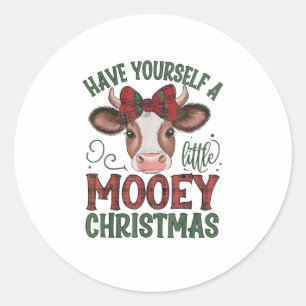 Cute Cow Christmas Classic Round Sticker