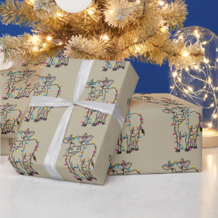 Cute Cow Christmas Lights Heifers Holiday Farm Wrapping Paper