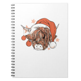 Cute Cow Christmas Santa Hat Funny Festive  Notebook