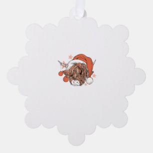 Cute Cow Christmas Santa Hat Funny Festive  Tree Decoration Card