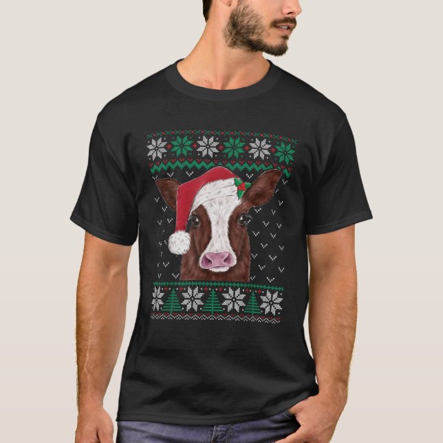 Cute Cow Christmas Ugly Sweater Style Pajama Xmas  (Front)