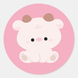 Cute Cow Classic Round Sticker