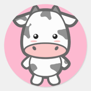 Cute Cow Classic Round Sticker