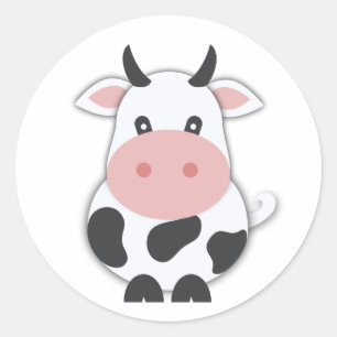 Cute Cow Classic Round Sticker