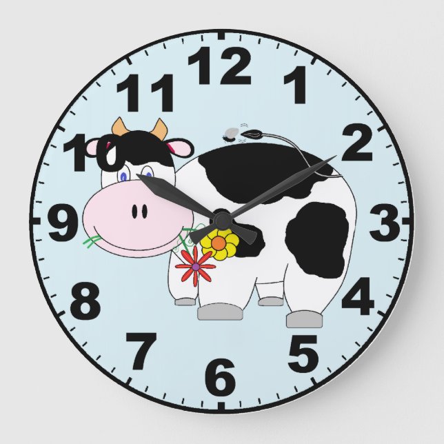 Cute Cow Clock with Numbers (Front)