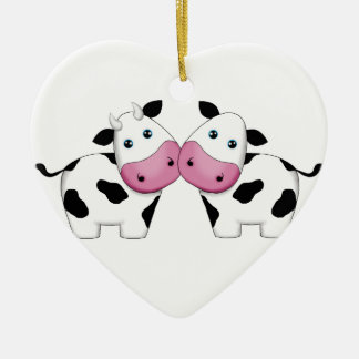 Cute Cow Couple Ceramic Tree Decoration