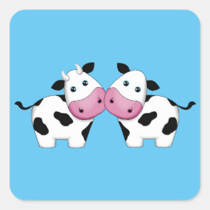 Cute Cow Couple Square Sticker