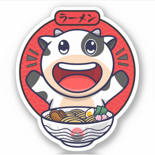Cute Cow  Eating Ramen (Front)