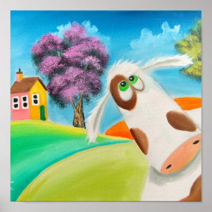 CUTE COW FACE Gordon Bruce art Poster