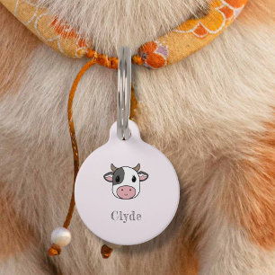 Cute Cow Face Pink Pet Tag