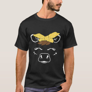Cute Cow Face With Yellow Headband Cow T-Shirt