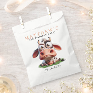 Cute Cow Farm Animals 2nd Birthday Party Favour Bags