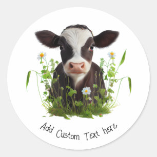 Cute Cow Farm Barn Personalized Classic Round Sticker