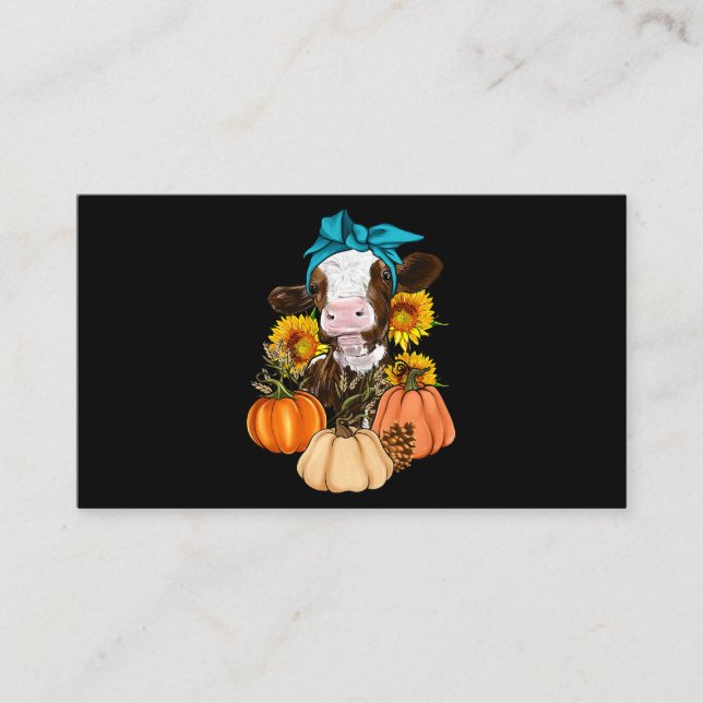 Cute Cow Farm Pumpkin Farm Fall Thanksgiving Farme Business Card (Front)