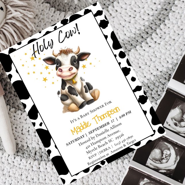 Cute Cow  Farm Theme Baby Shower Invitation (Creator Uploaded)