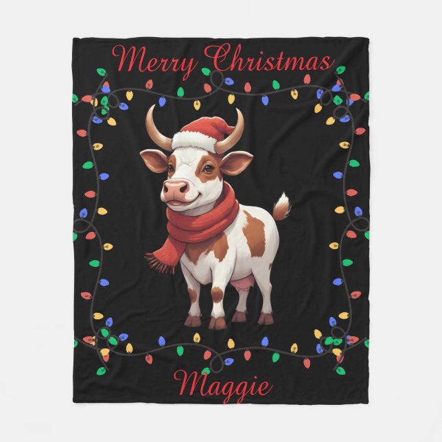 Cute Cow Fleece Blanket (Front)