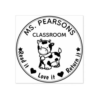 Cute Cow - From The Classroom of Wood Rubber Stamp