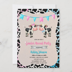 Cute cow gender reveal invitation