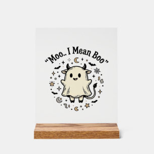 Cute Cow Ghost Halloween Moo Boo Vintage Design_1 Acrylic Sign
