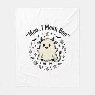 Cute Cow Ghost Halloween Moo Boo Vintage Design_1 Fleece Blanket