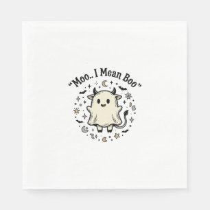 Cute Cow Ghost Halloween Moo Boo Vintage Design_1 Napkin
