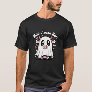 Cute Cow Ghost Halloween Pun Moo I Mean Boo Funny T-Shirt