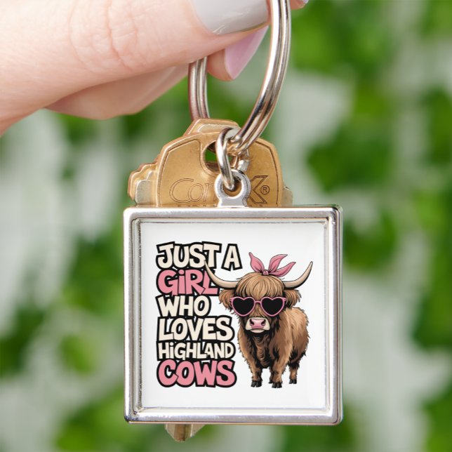 Cute Cow Gift Farm Life Just A Girl Highland Cows Key Ring (Creator Uploaded)
