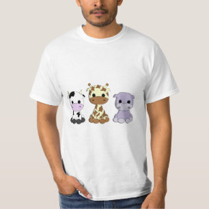 Cute cow giraffe hippo cartoon man's shirt