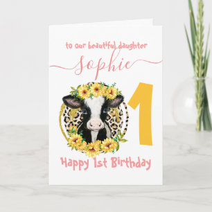 cute cow girl birthday card