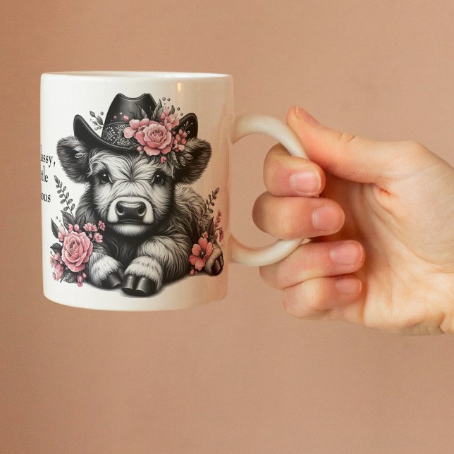 Cute Cow Girl Highland Cow With Text  Coffee Mug (Creator Uploaded)