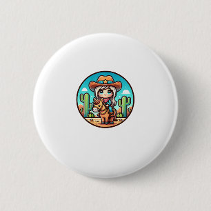 Cute Cow Girl Horse Riding Cowgirl Sunset Rider _1 6 Cm Round Badge