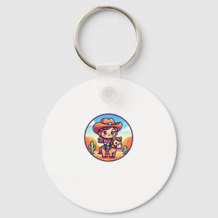 Cute Cow Girl Horse Riding Cowgirl Sunset Rider _8 Key Ring