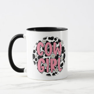 Cute Cow Girl Pink Cow Pattern Coffee Mug