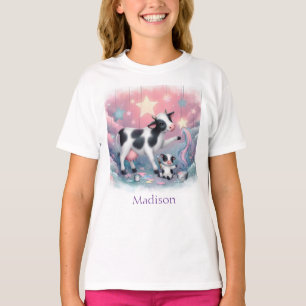 Cute Cow Girl T-Shirt Personalised