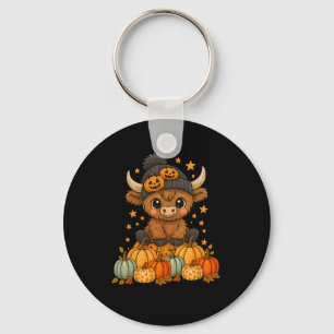 Cute Cow Halloween Pumpkin Fall Moo I Mean Boo Key Ring