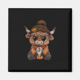 Cute Cow Hat Pumpkin Drink Coffee Lover Halloween Magnet